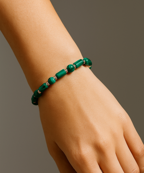 MalachiteLine — Silindirik Kesim Malahit Bileklik