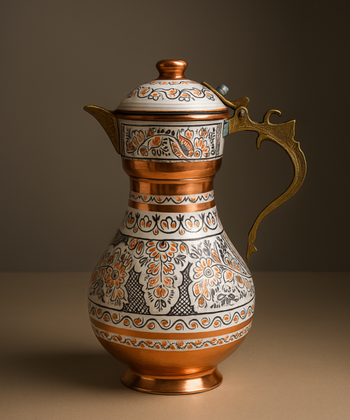 AnatoliaBloom — El İşlemeli Motifli Bakır Sürahi