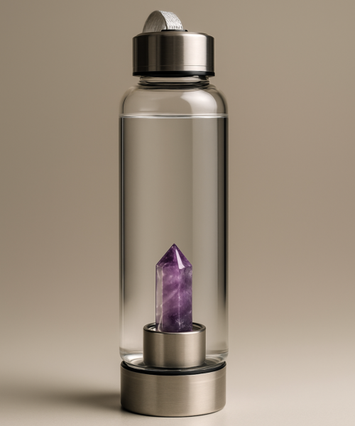 Kristal Taşlı Cam Su Termosu