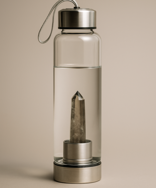 Kristal Taşlı Cam Su Termosu