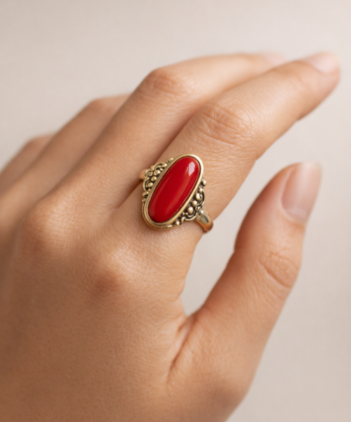 RedCore — Kırmızı Akik Taşlı Oval Yüzük
